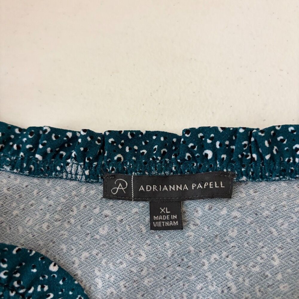 Adrianna Papell Blouse Women's XL Keyhole Tie 3/4 Sleeve Printed Top Career - Picture 6 of 8